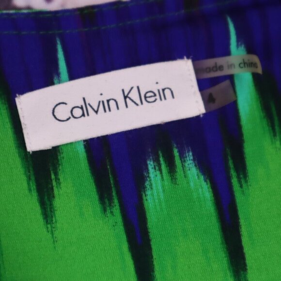 BRIGHT BRUSHSTROKES DRESS 4 Calvin Klein Mardi Gras Office Party Wrap Surplice - Picture 3 of 14